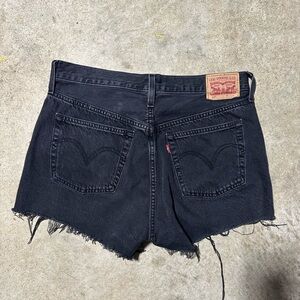 Levi's Black Denim Frayed Hem Women's Cutoff Shorts
